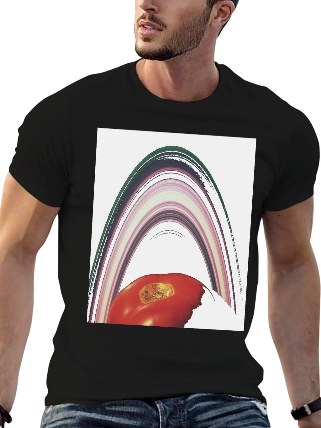 Abstract Tomato Planet Graphic T-Shirt