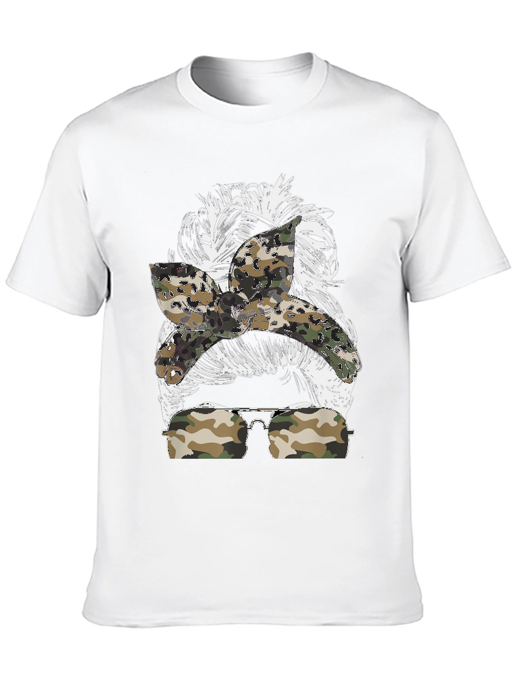 Messy Bun Camo Sunglasses T-Shirt