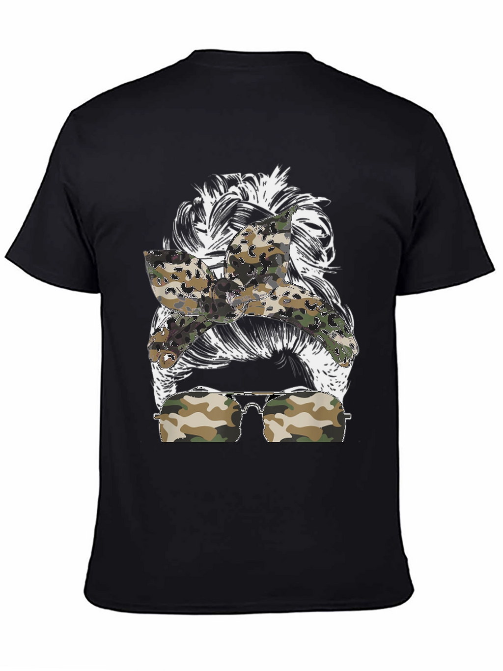 Messy Bun Camo Sunglasses T-Shirt