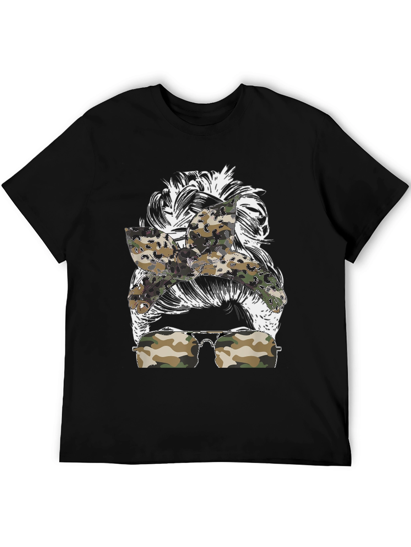 Messy Bun Camo Sunglasses T-Shirt