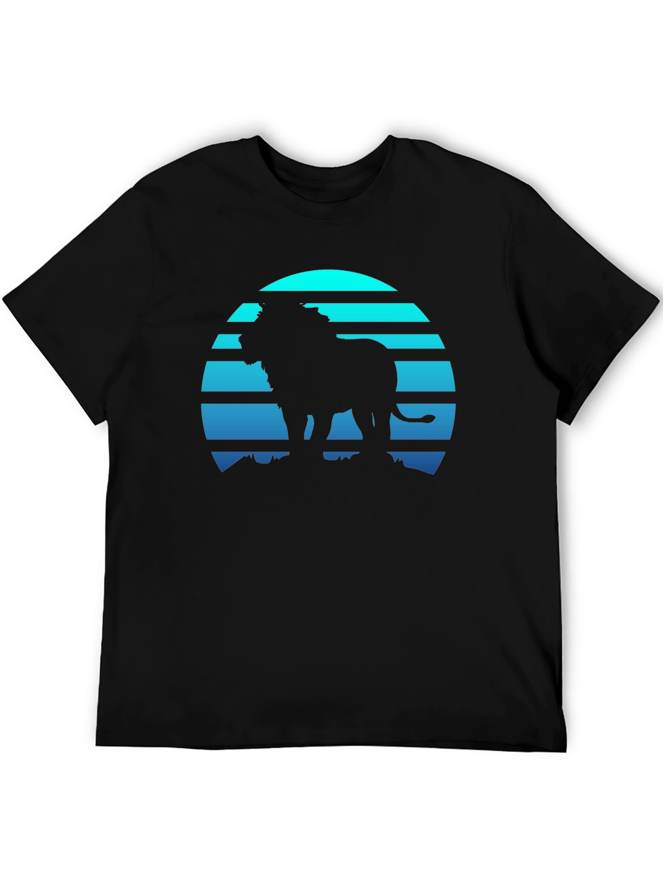 Lion Sunset Graphic Tee - Mens Black T-Shirt