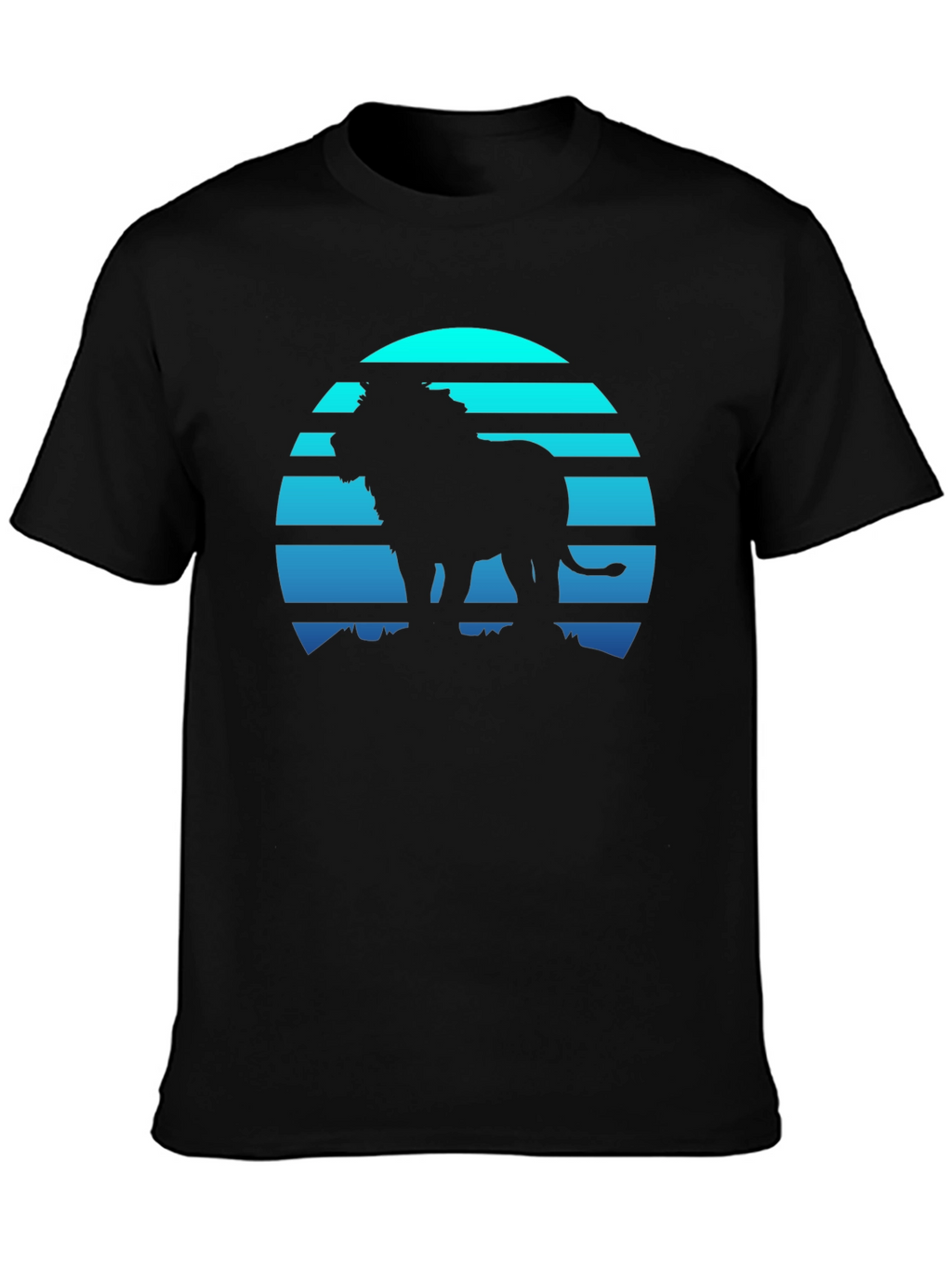 Lion Sunset Graphic Tee - Mens Black T-Shirt