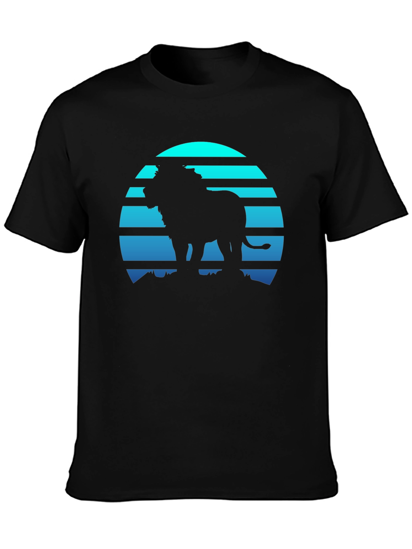 Lion Sunset Graphic Tee - Mens Black T-Shirt