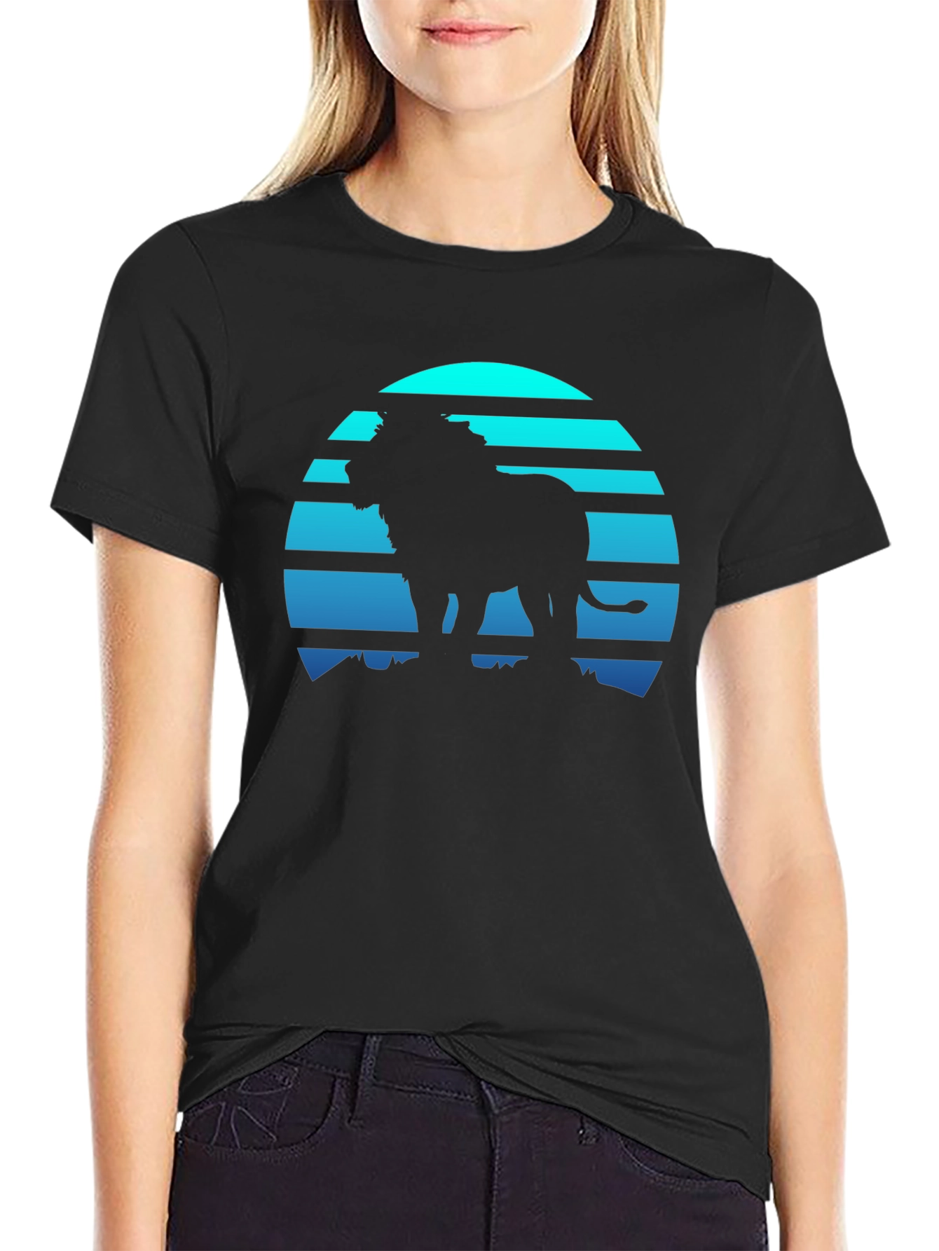 Lion Sunset Graphic Tee - Mens Black T-Shirt