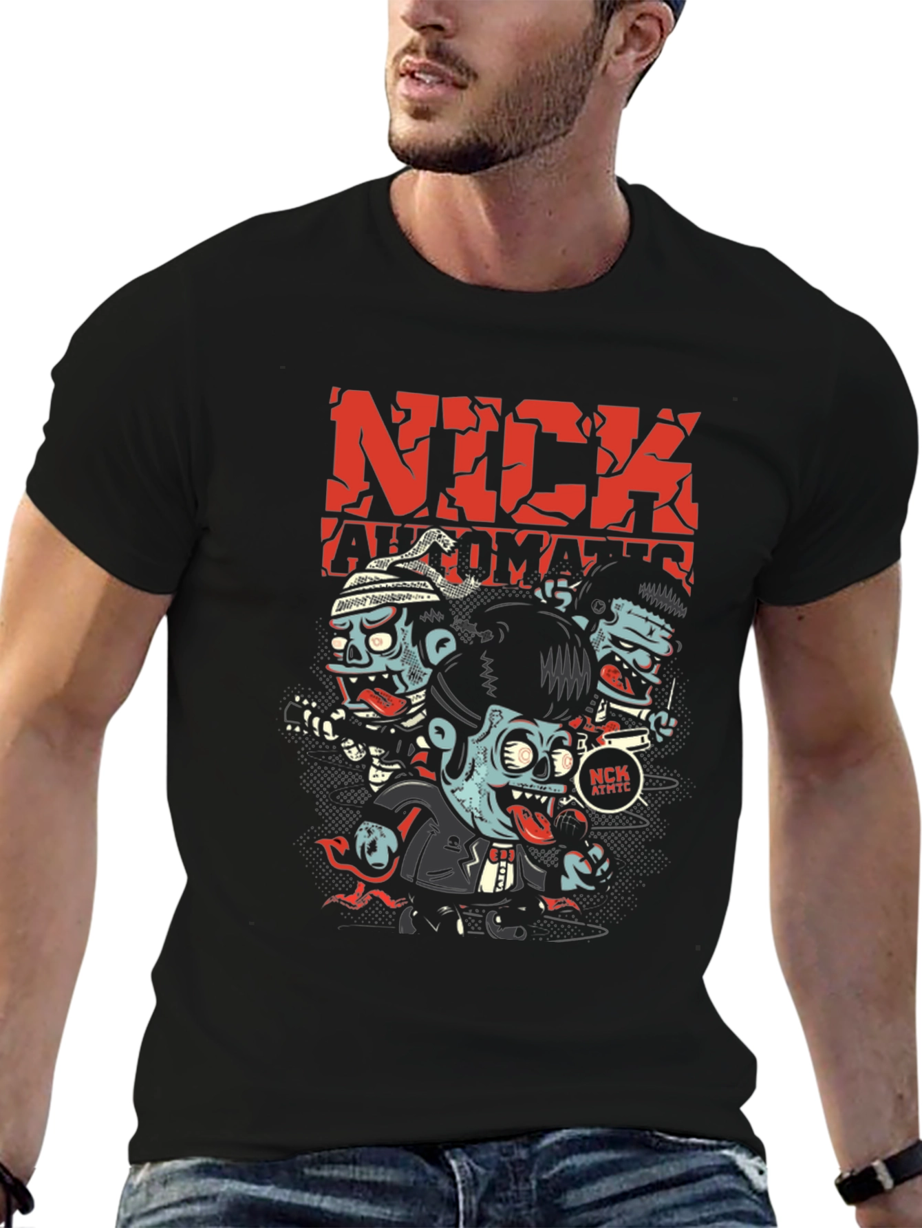 Nick Automatic Zombie Band Black T-Shirt