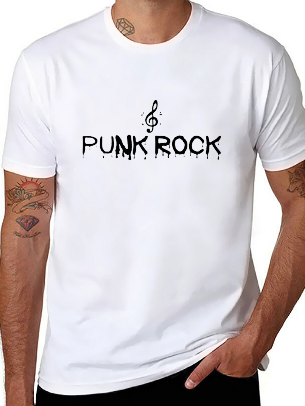 Punk Rock Treble Clef Graphic Tee - Black