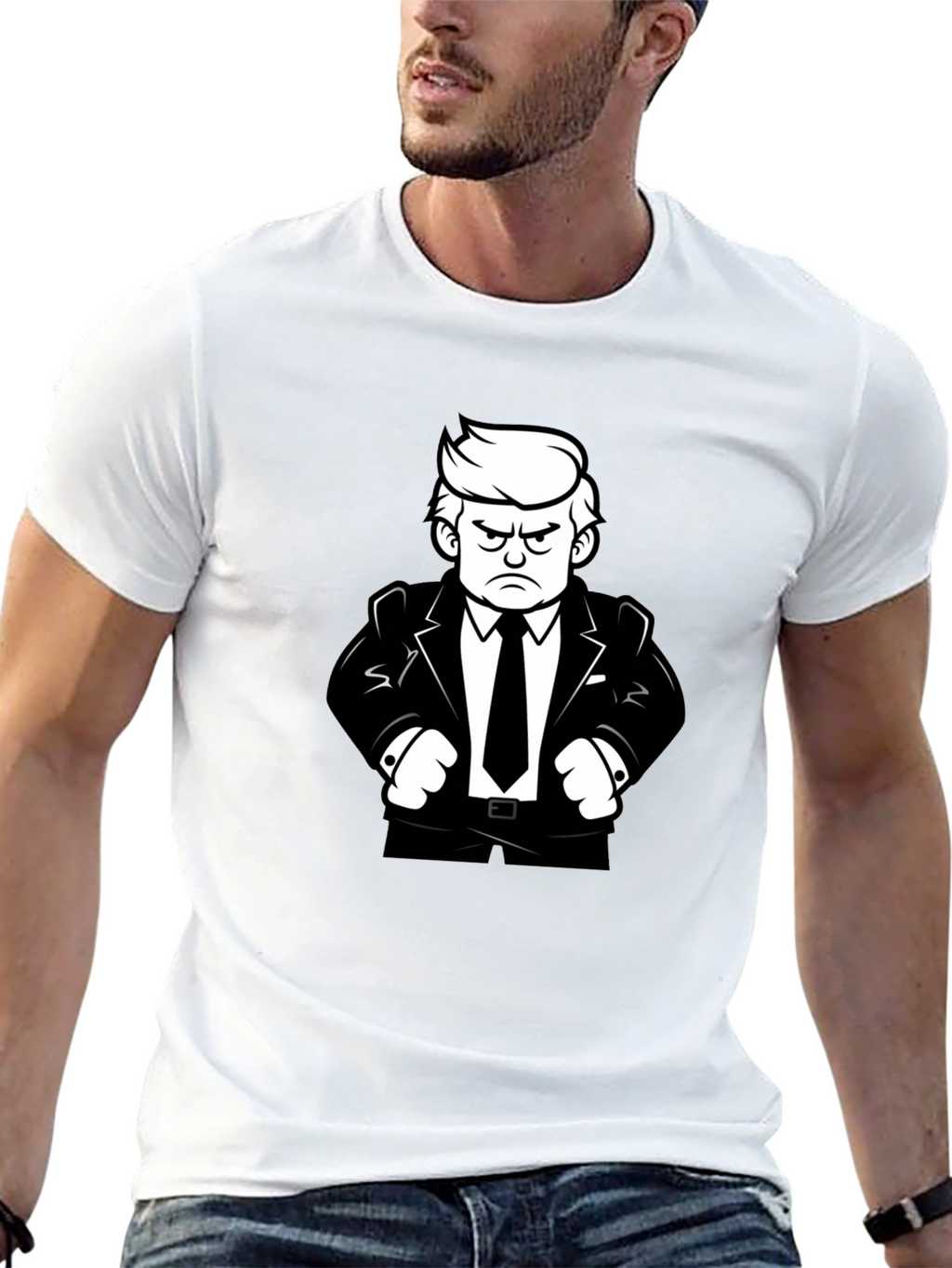 Angry Cartoon Man Black T-Shirt