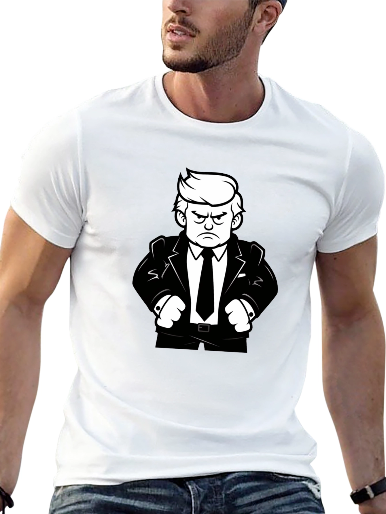Angry Cartoon Man Black T-Shirt