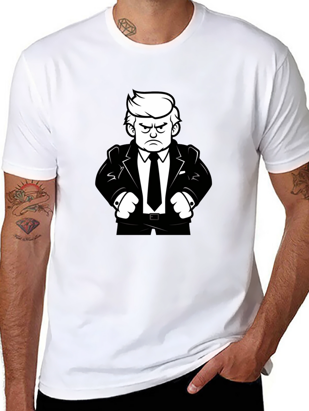 Angry Cartoon Man Black T-Shirt