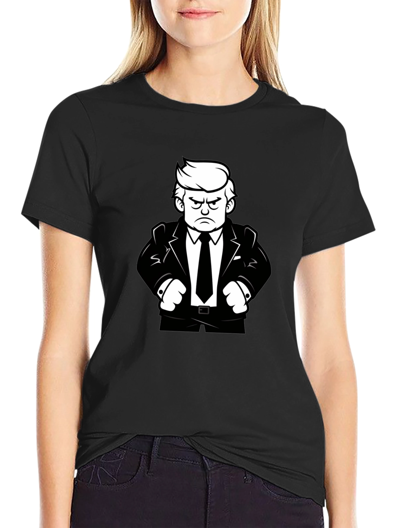 Angry Cartoon Man Black T-Shirt