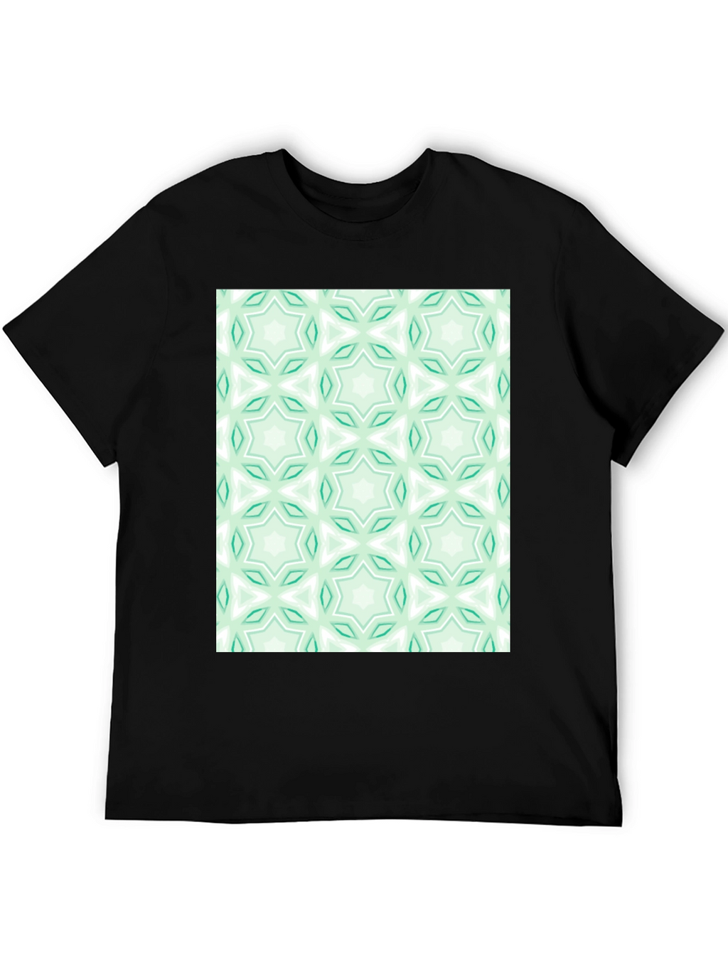 Kaleidoscope Pattern T-Shirt - Mint Green & White