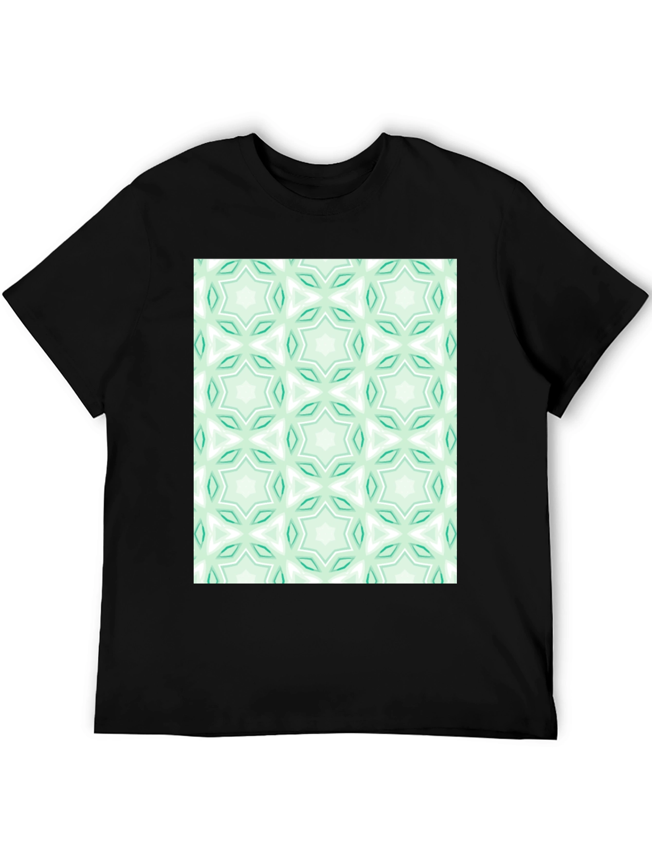 Kaleidoscope Pattern T-Shirt - Mint Green & White