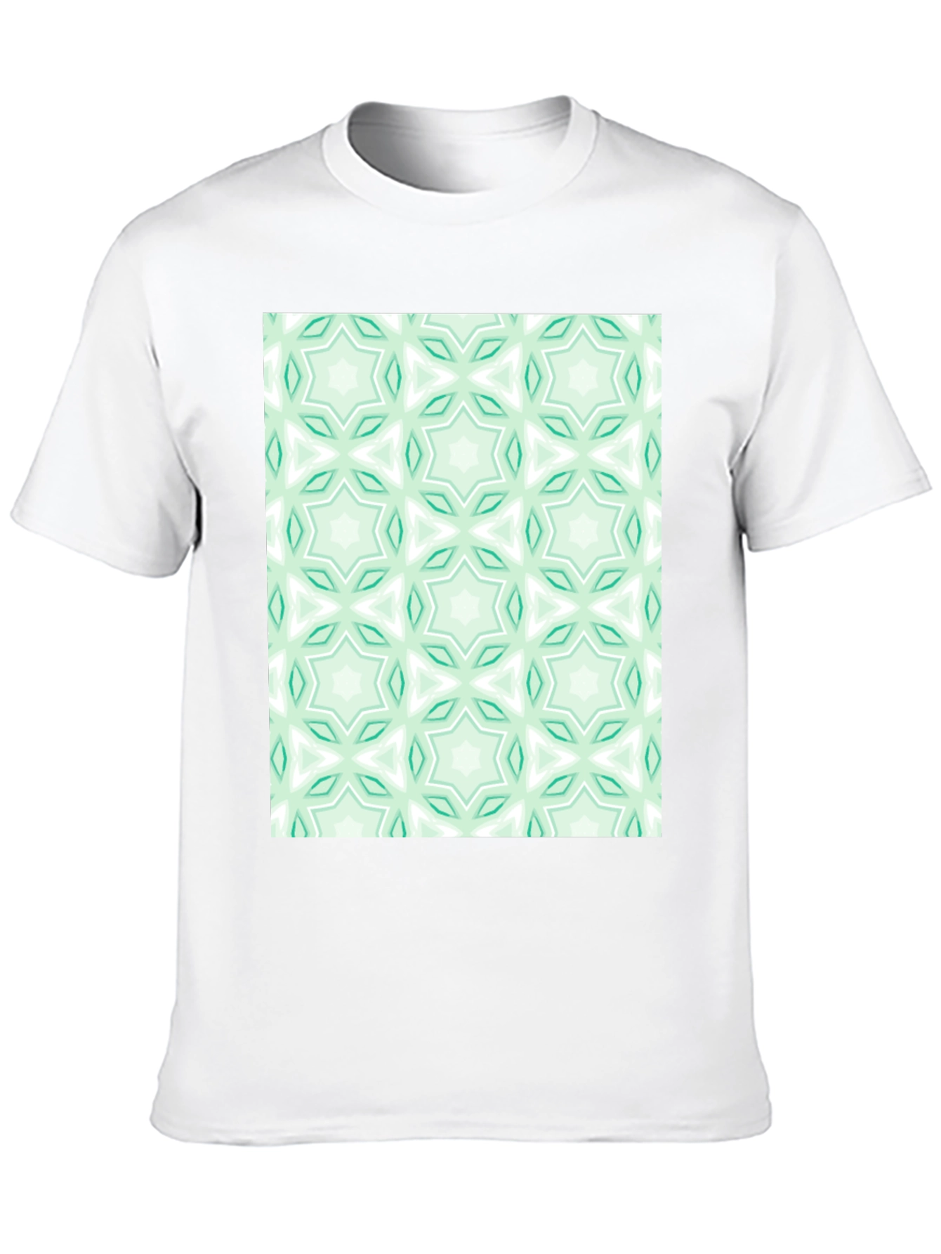 Kaleidoscope Pattern T-Shirt - Mint Green & White