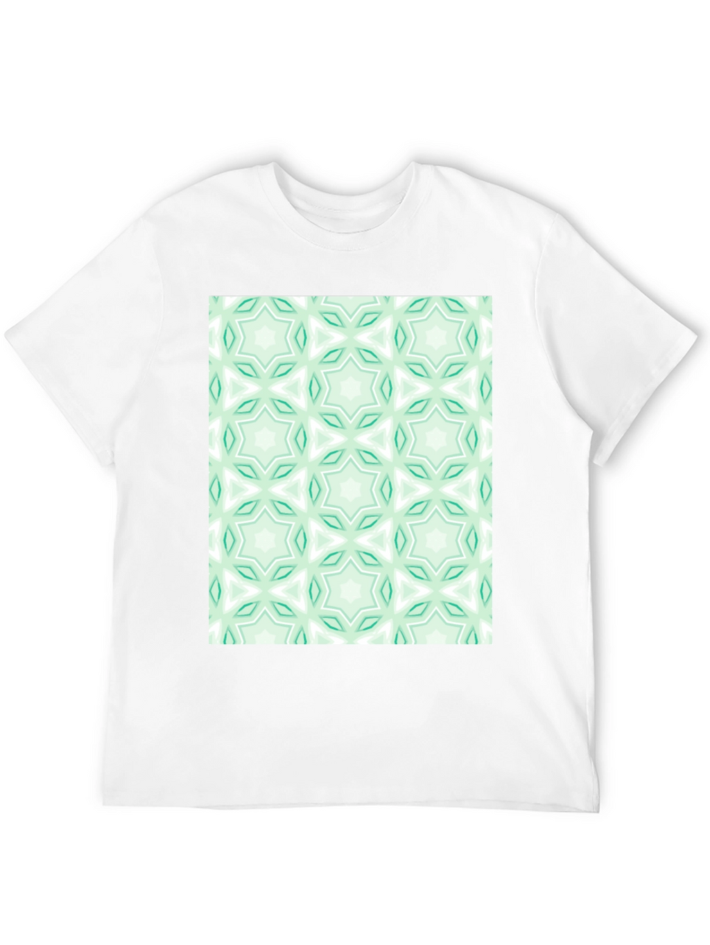 Kaleidoscope Pattern T-Shirt - Mint Green & White