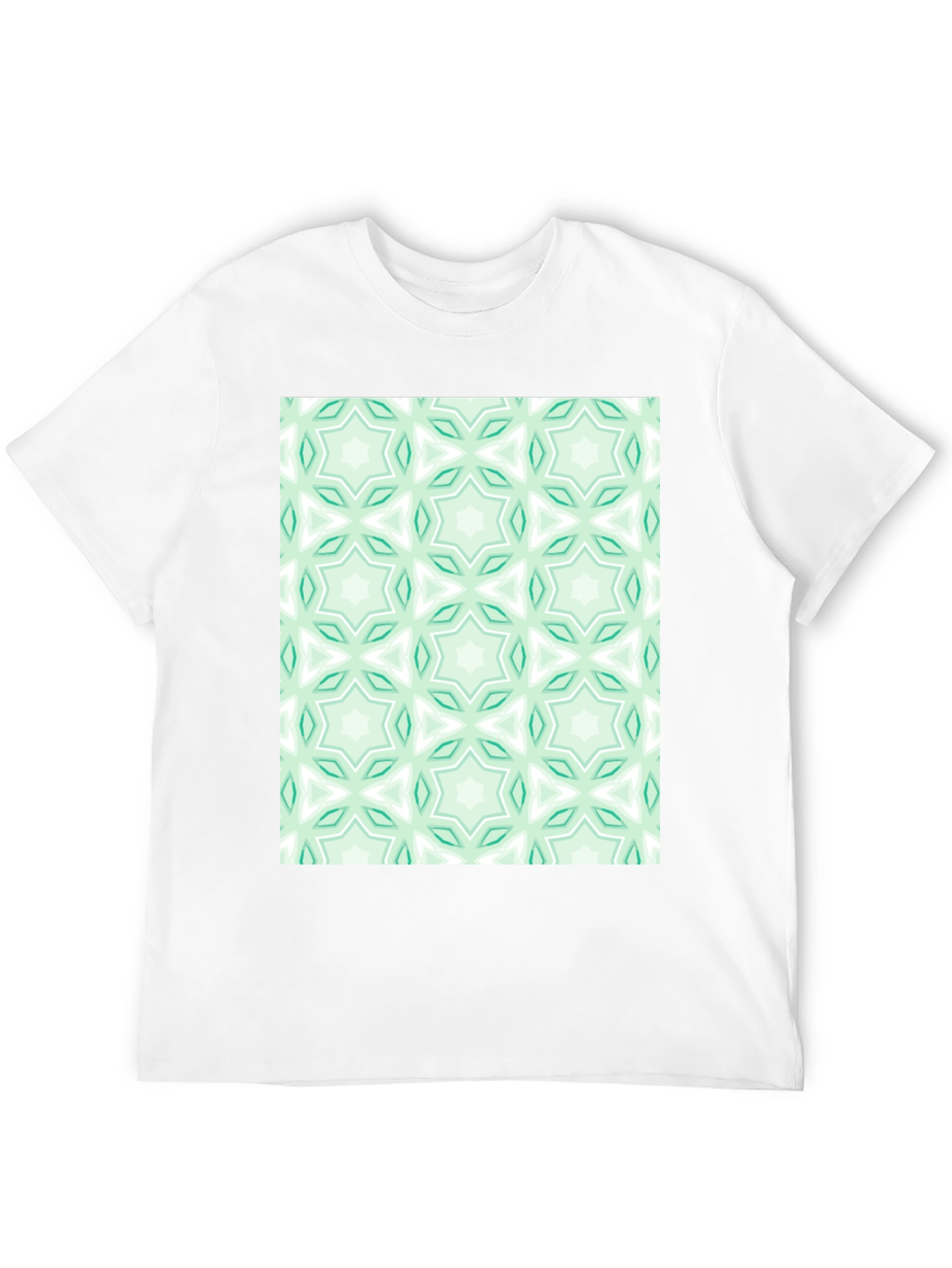 Kaleidoscope Pattern T-Shirt - Mint Green & White
