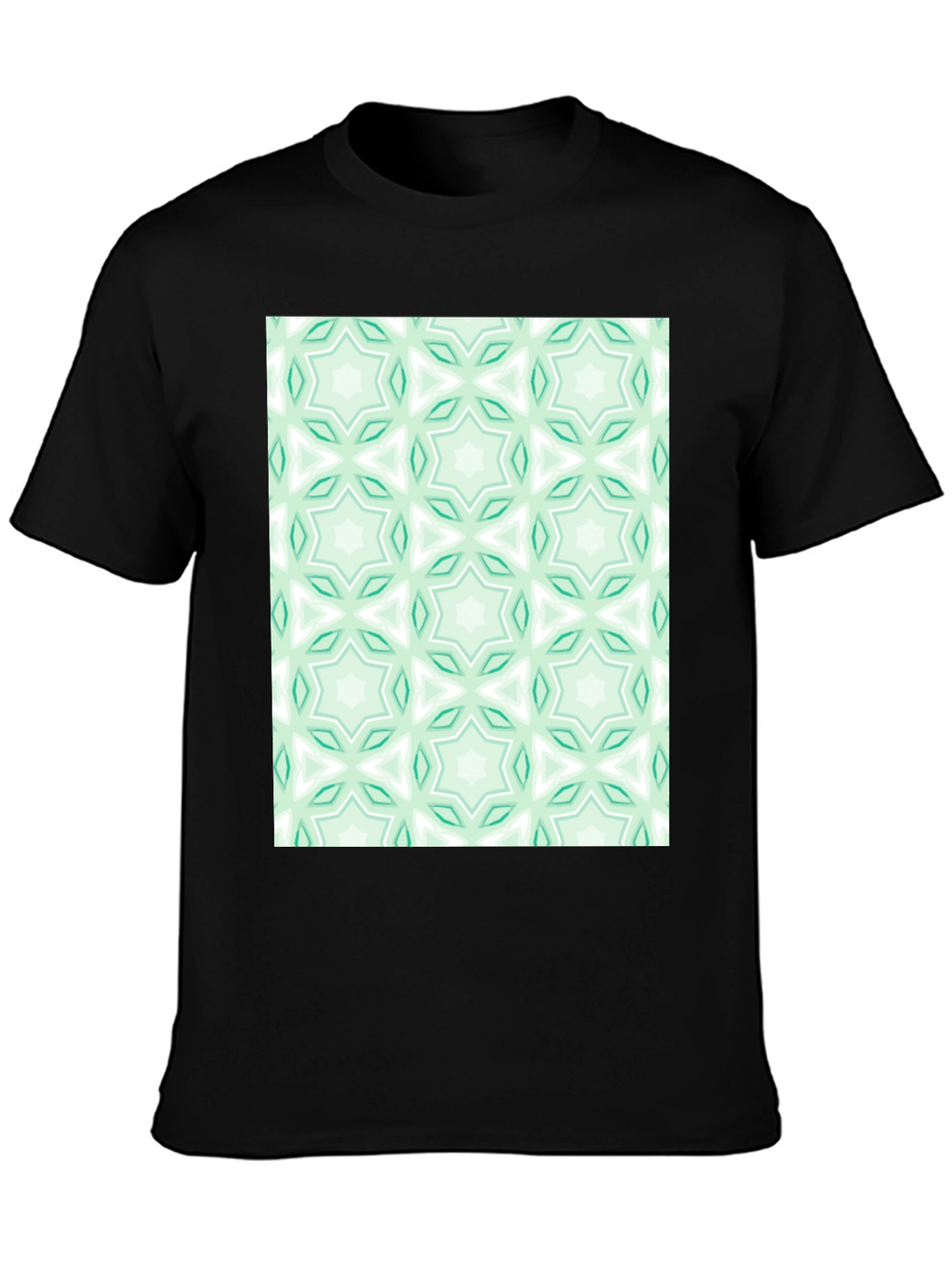 Kaleidoscope Pattern T-Shirt - Mint Green & White