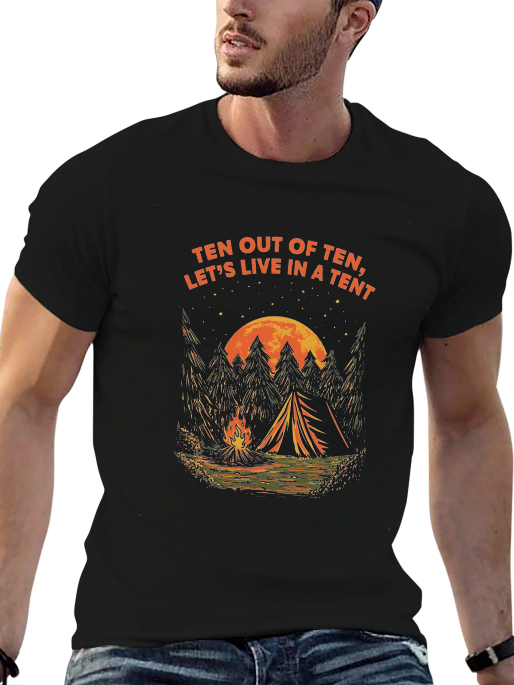 Camping Tent T-Shirt - Live in a Tent