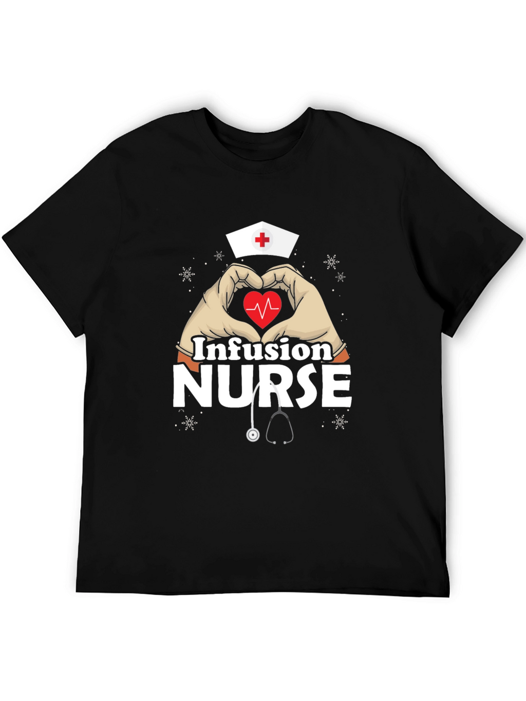 Infusion Nurse Heart Hands T-Shirt - Black