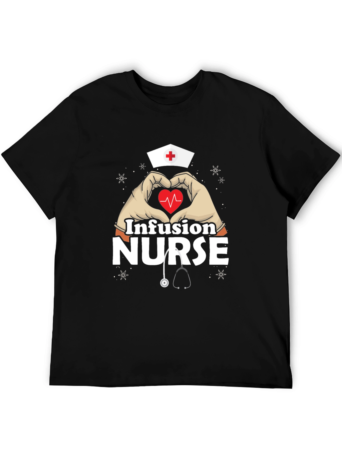 Infusion Nurse Heart Hands T-Shirt - Black