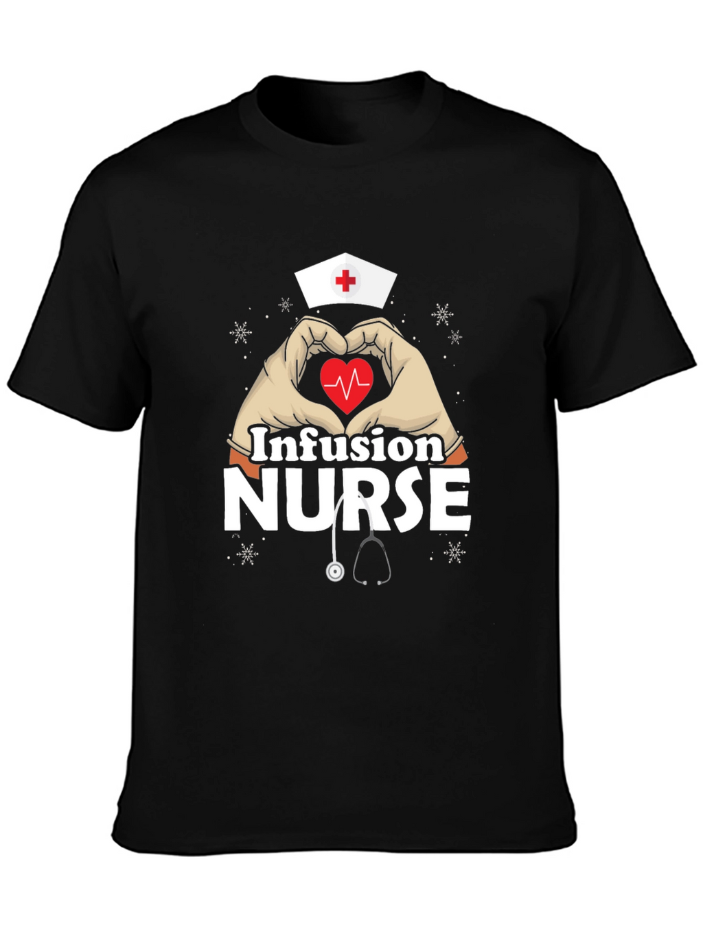 Infusion Nurse Heart Hands T-Shirt - Black