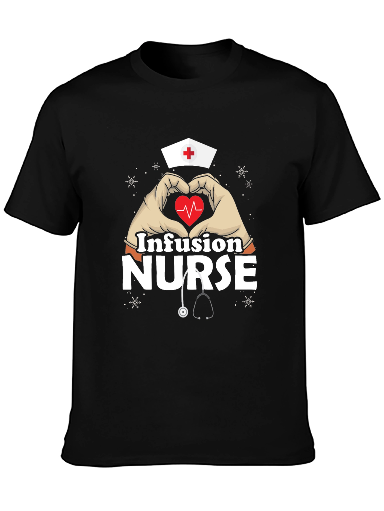 Infusion Nurse Heart Hands T-Shirt - Black