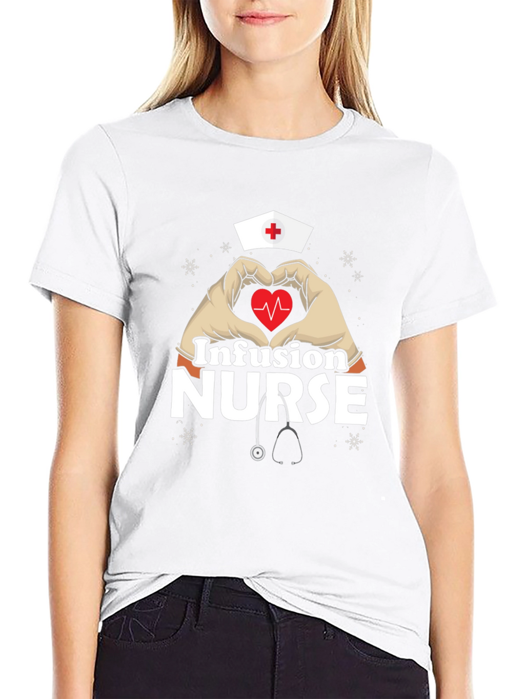 Infusion Nurse Heart Hands T-Shirt - Black