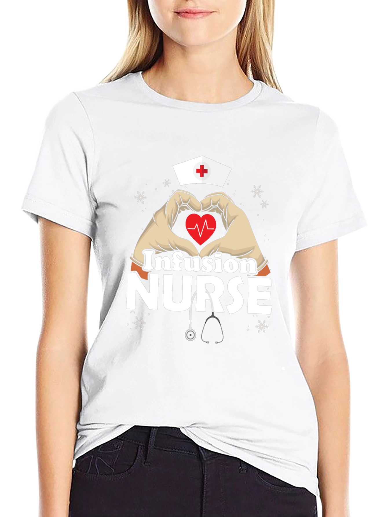 Infusion Nurse Heart Hands T-Shirt - Black