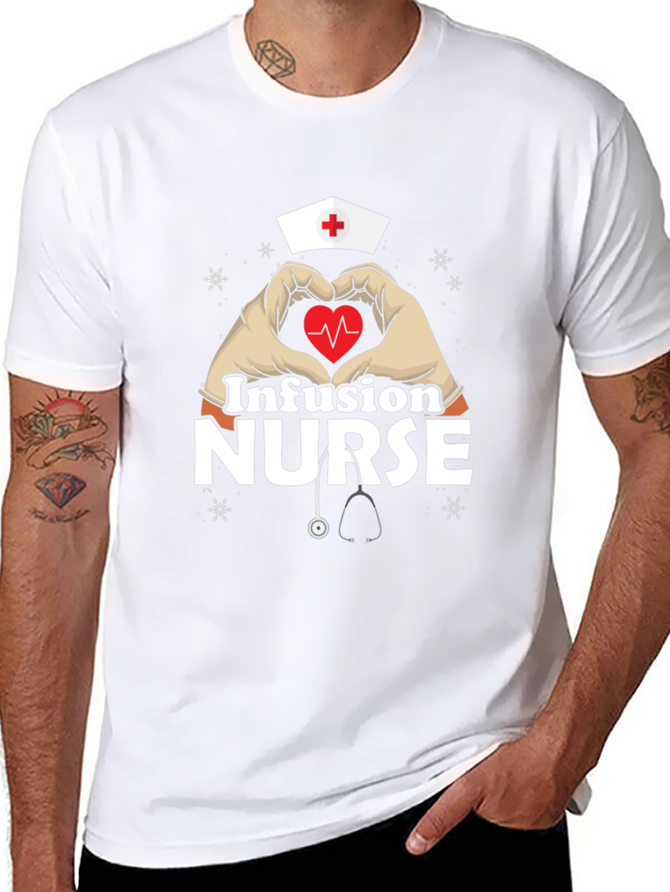 Infusion Nurse Heart Hands T-Shirt - Black