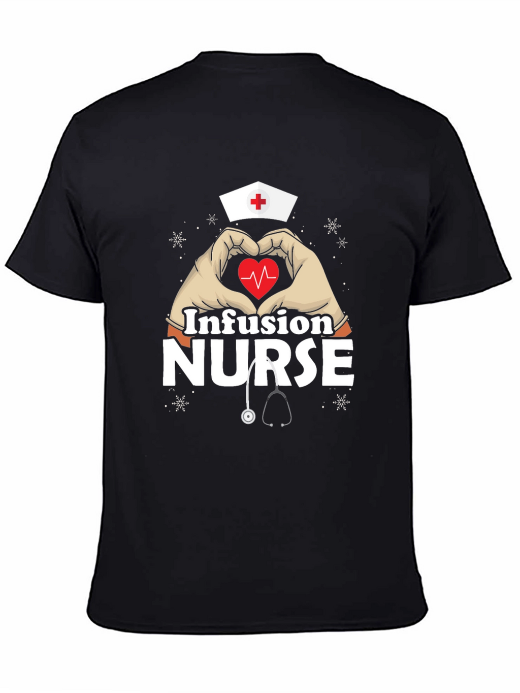 Infusion Nurse Heart Hands T-Shirt - Black