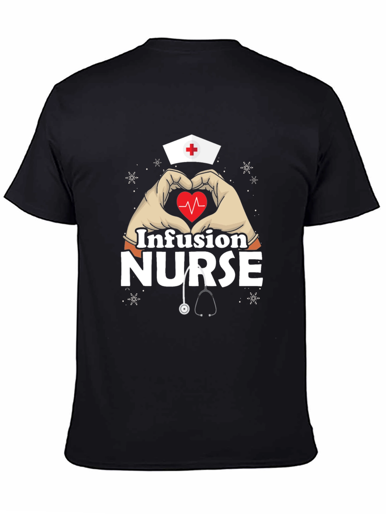Infusion Nurse Heart Hands T-Shirt - Black