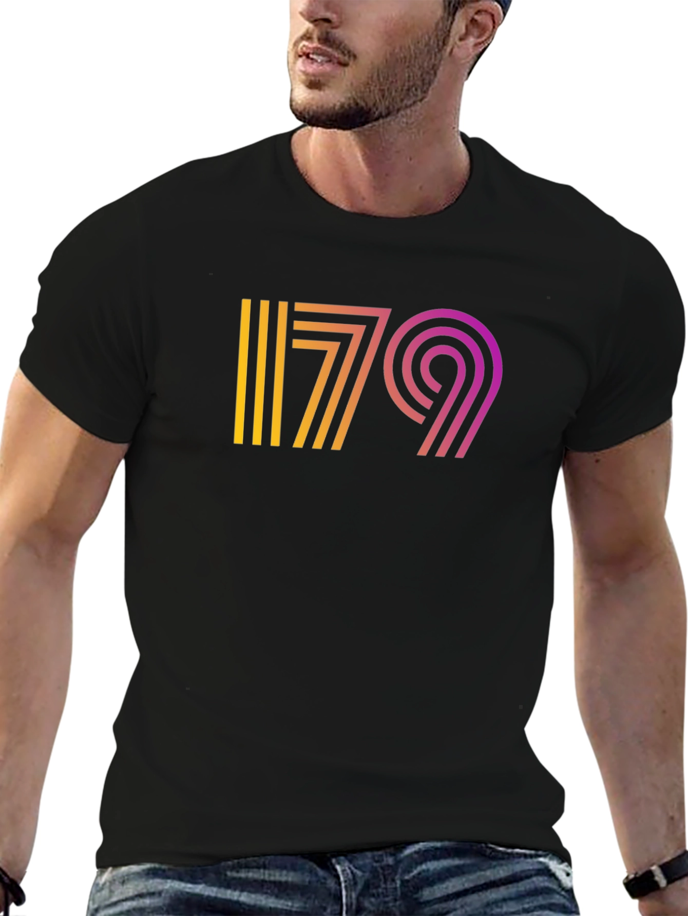 Retro 79 Graphic Tee - Gradient Design Black T-Shirt
