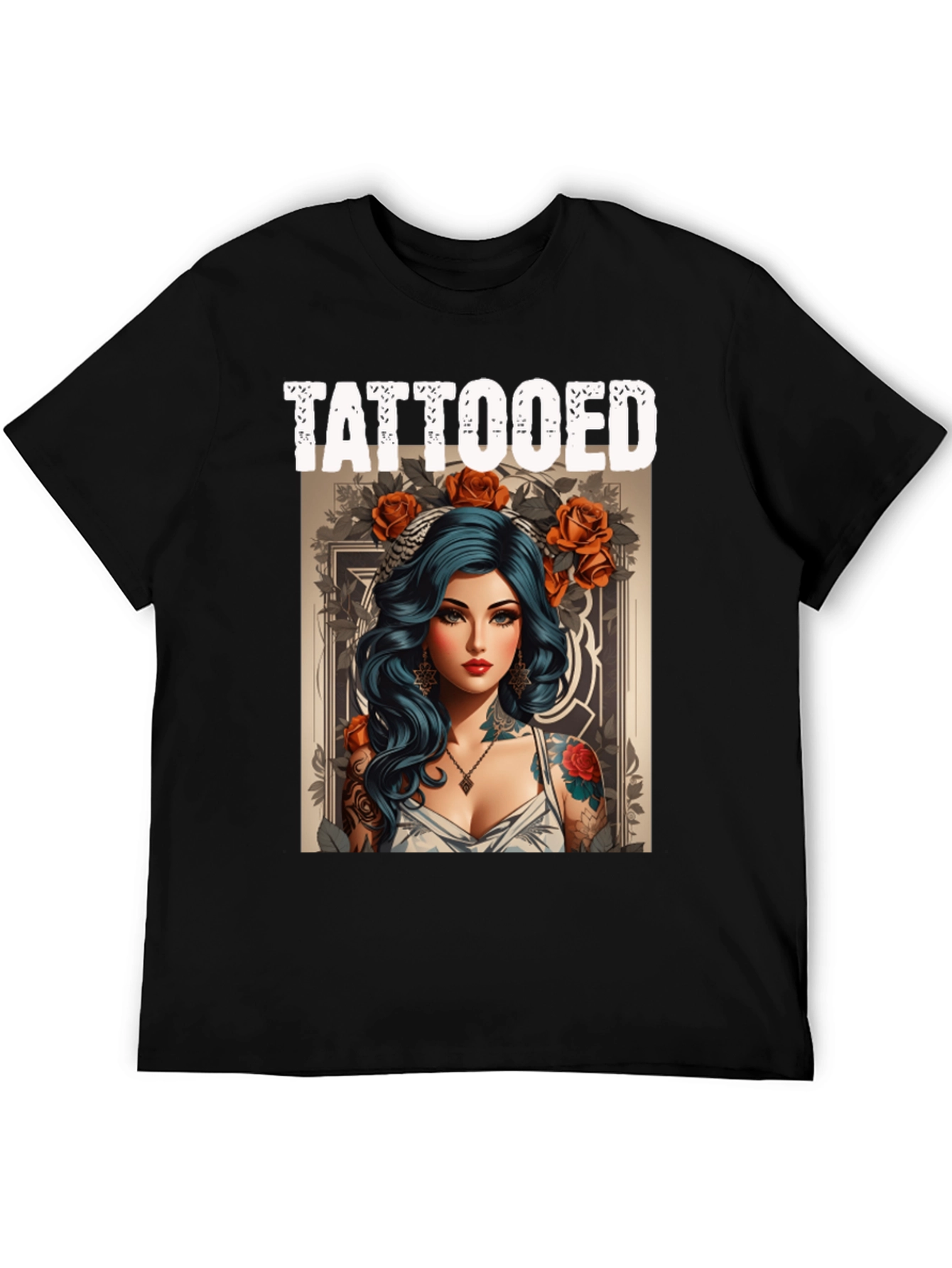 Tattooed Woman Graphic Tee - Edgy Style