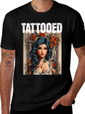 Tattooed Woman Graphic Tee - Edgy Style