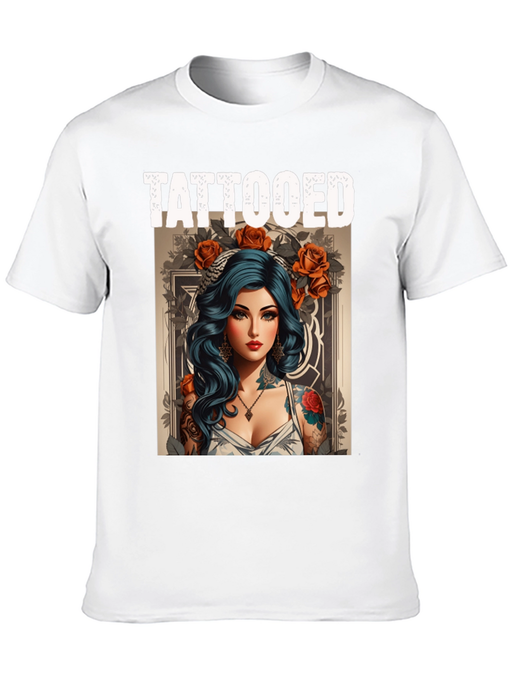 Tattooed Woman Graphic Tee - Edgy Style