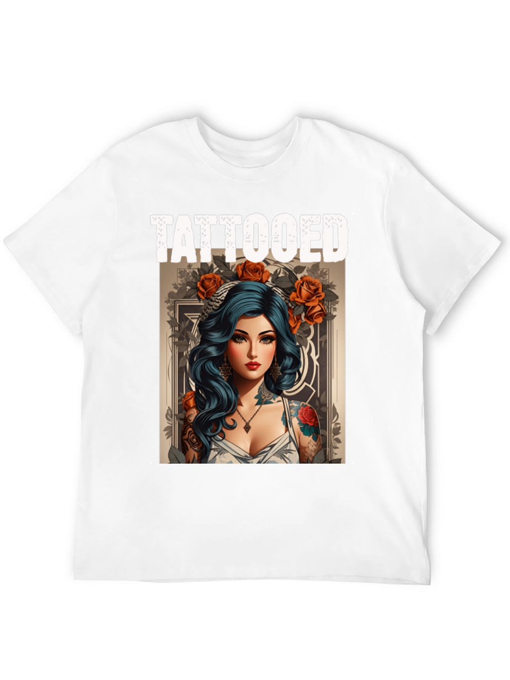 Tattooed Woman Graphic Tee - Edgy Style