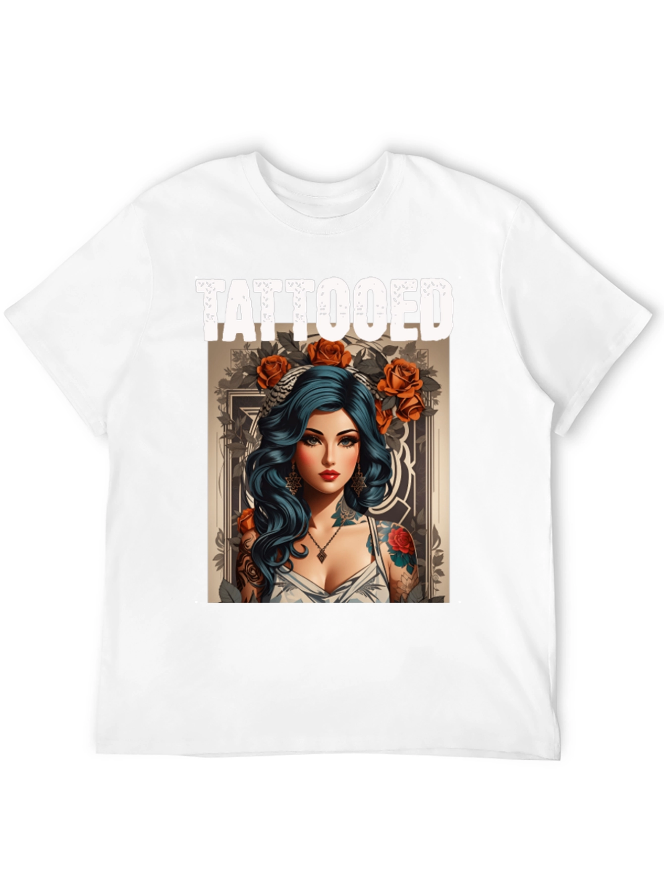 Tattooed Woman Graphic Tee - Edgy Style