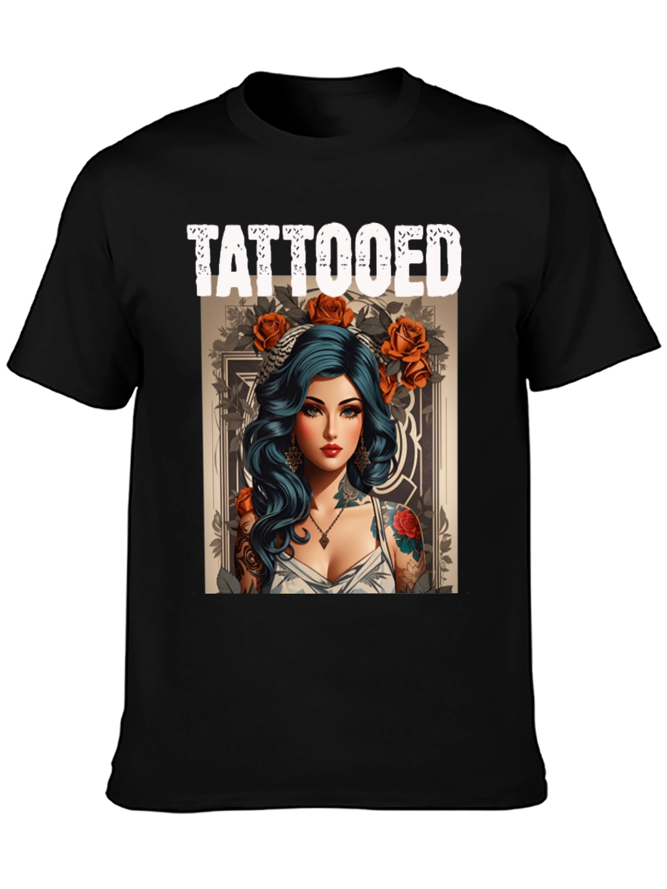 Tattooed Woman Graphic Tee - Edgy Style