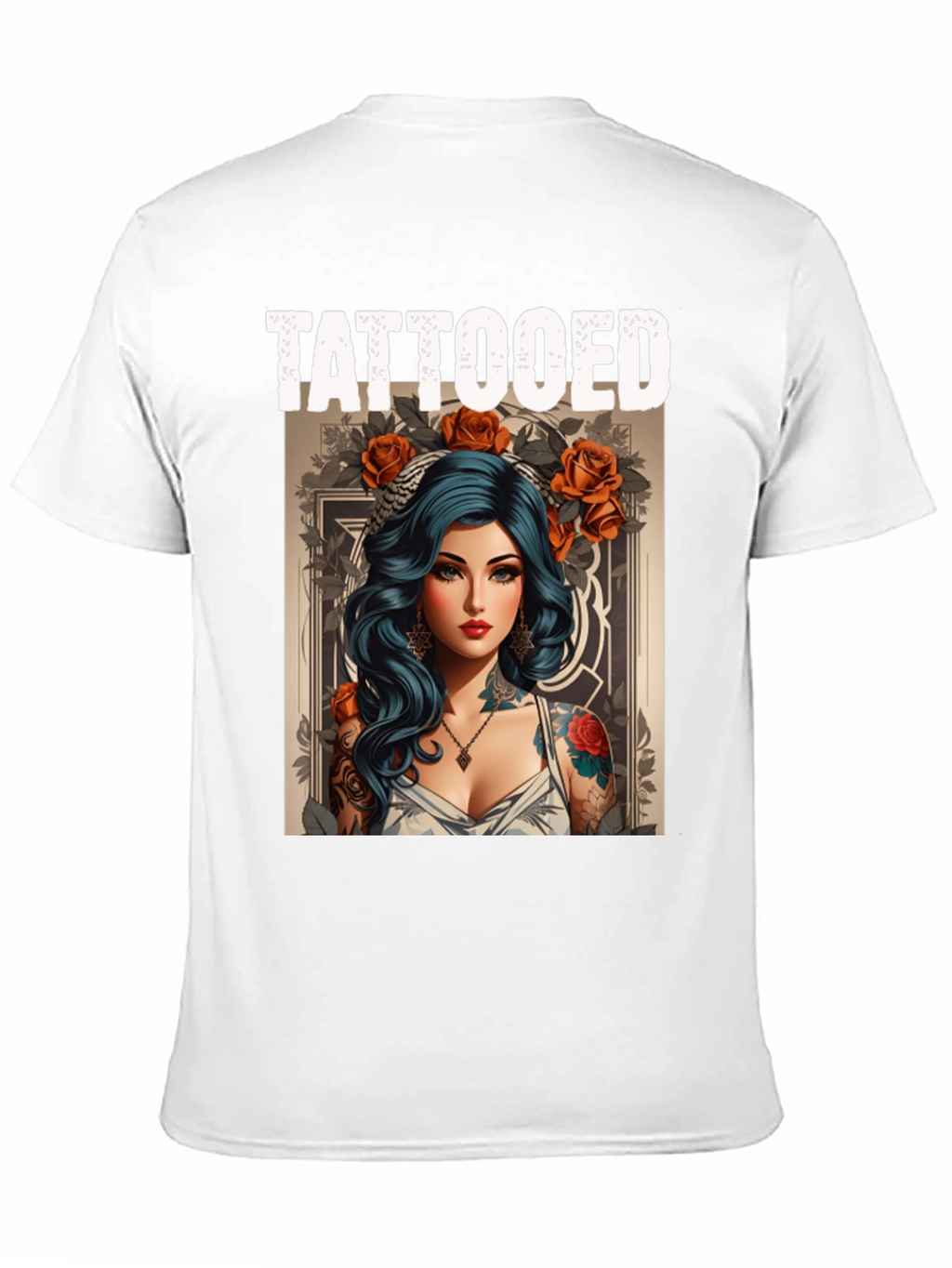 Tattooed Woman Graphic Tee - Edgy Style