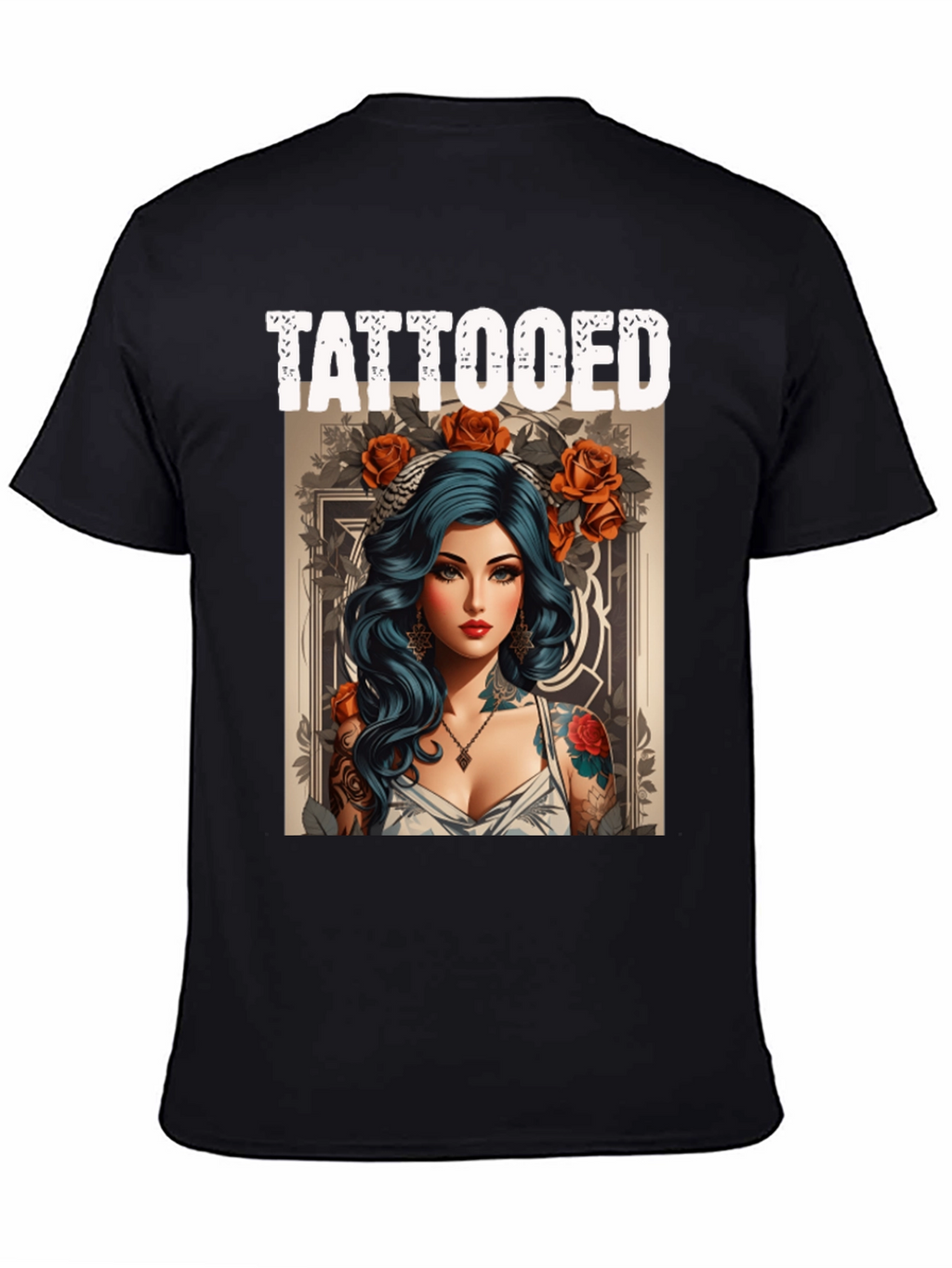 Tattooed Woman Graphic Tee - Edgy Style