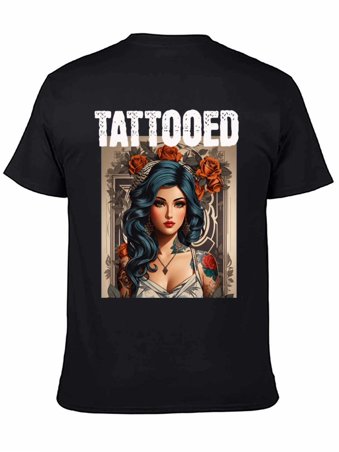 Tattooed Woman Graphic Tee - Edgy Style