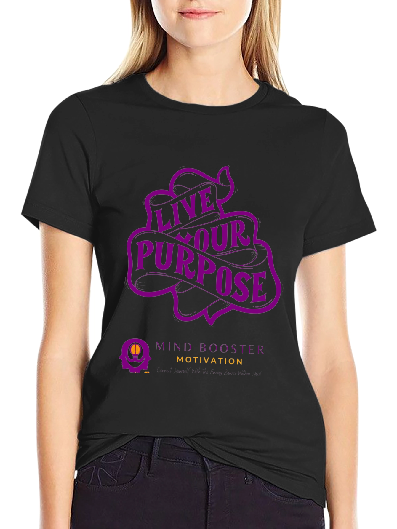 Live Your Purpose Black Graphic Tee - Mind Booster Motivation