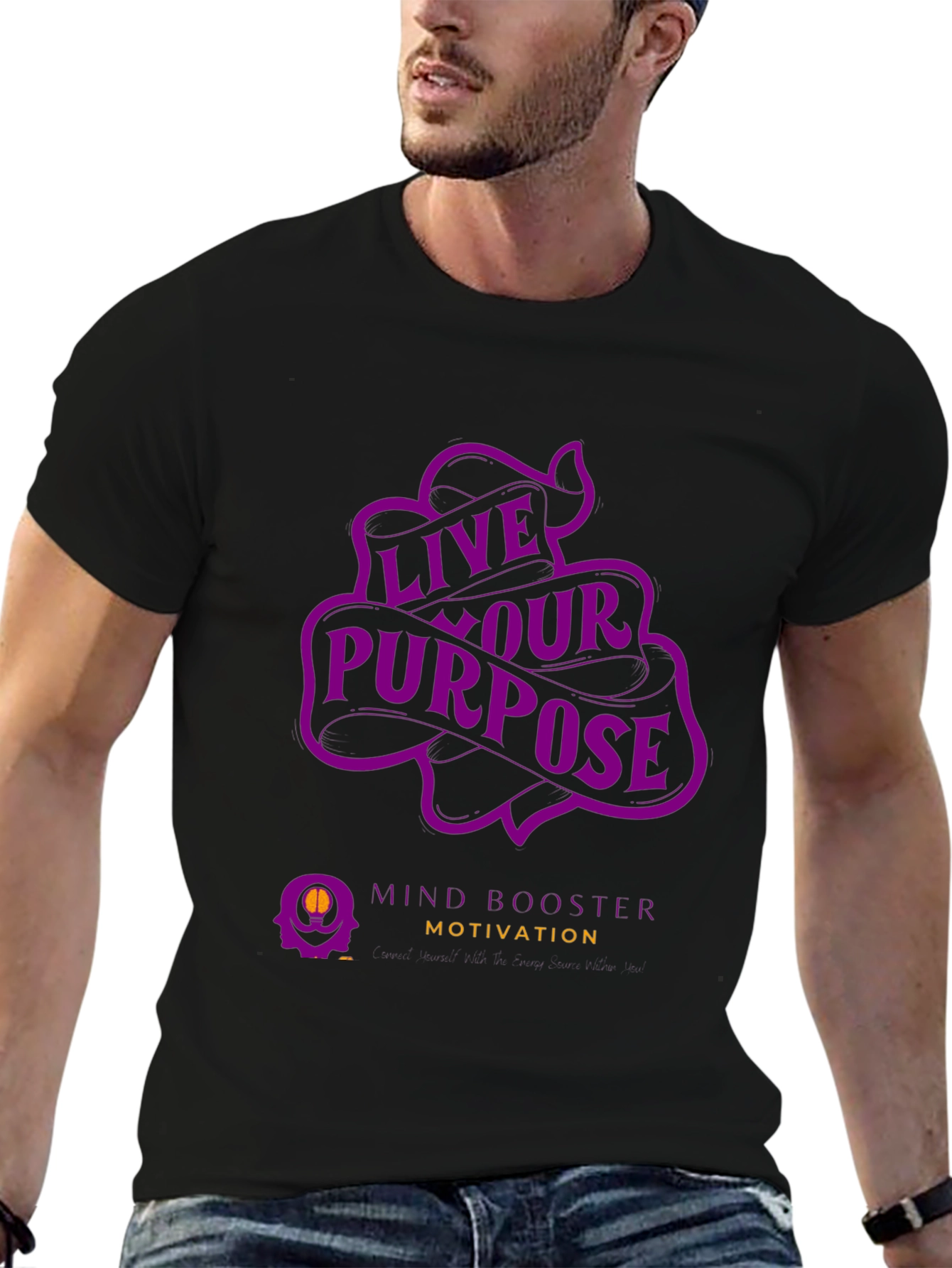 Live Your Purpose Black Graphic Tee - Mind Booster Motivation