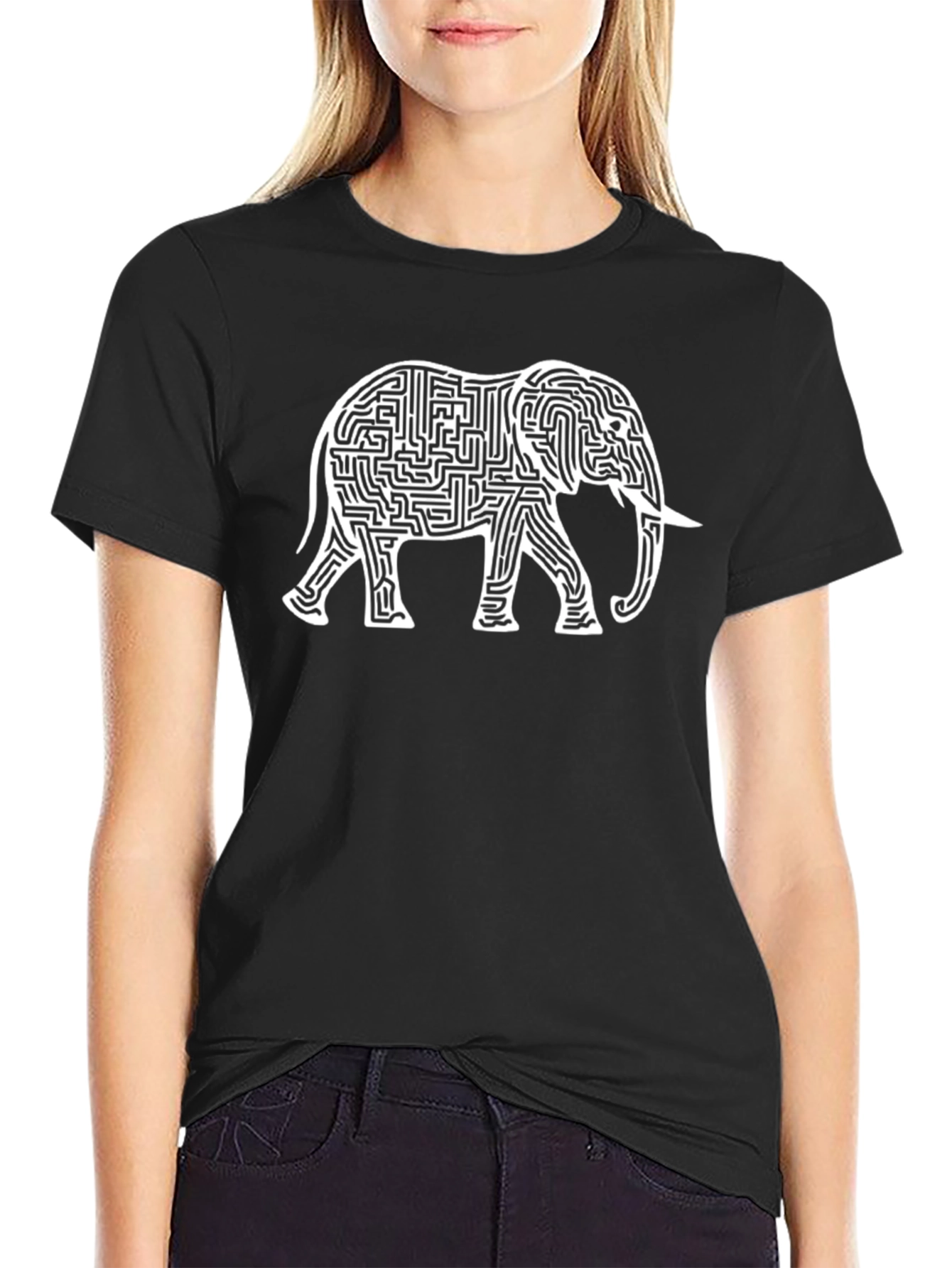 Elephant Maze Graphic Tee - Unique Design