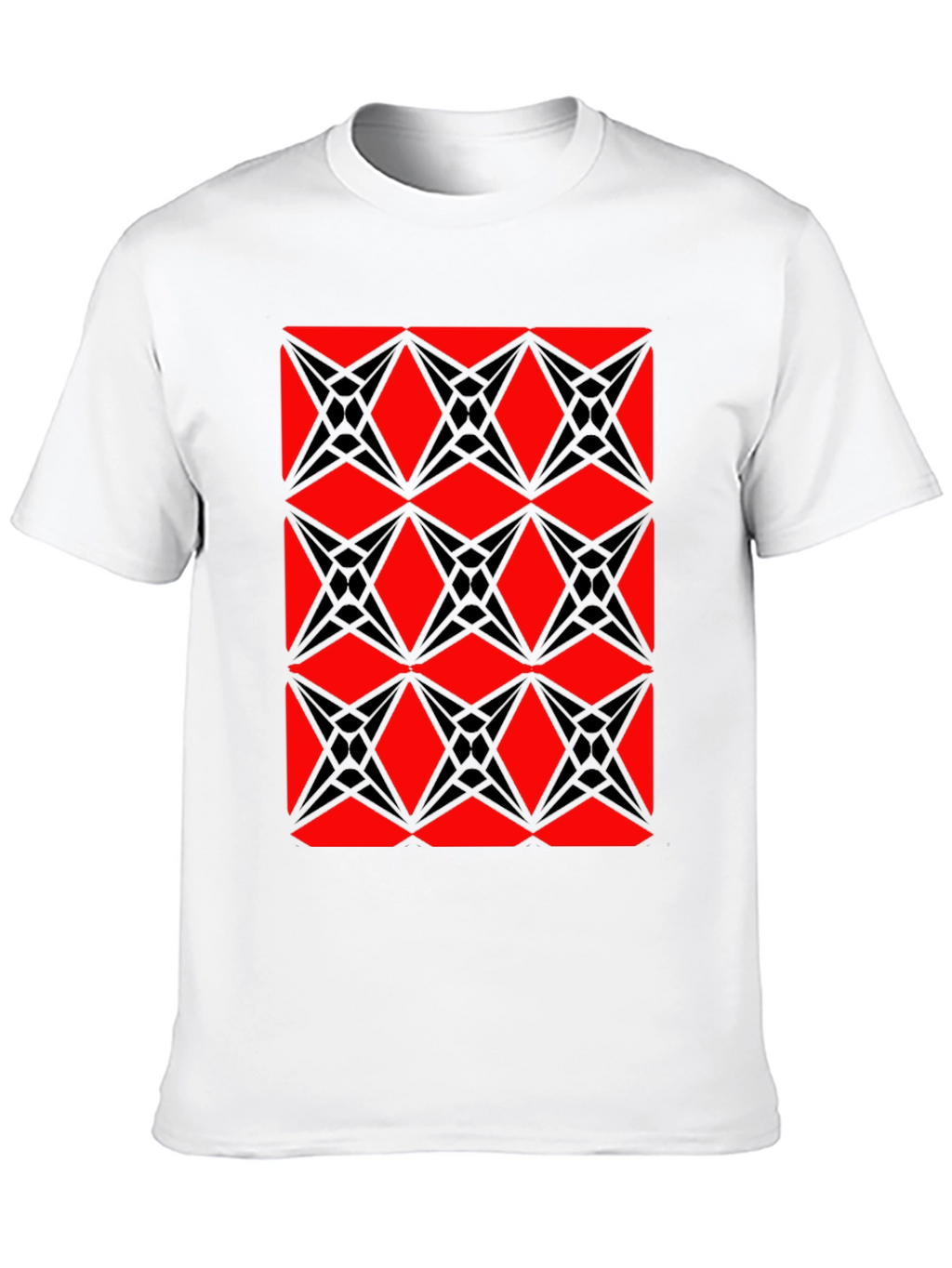 Geometric Starburst Pattern T-Shirt - Red & Black