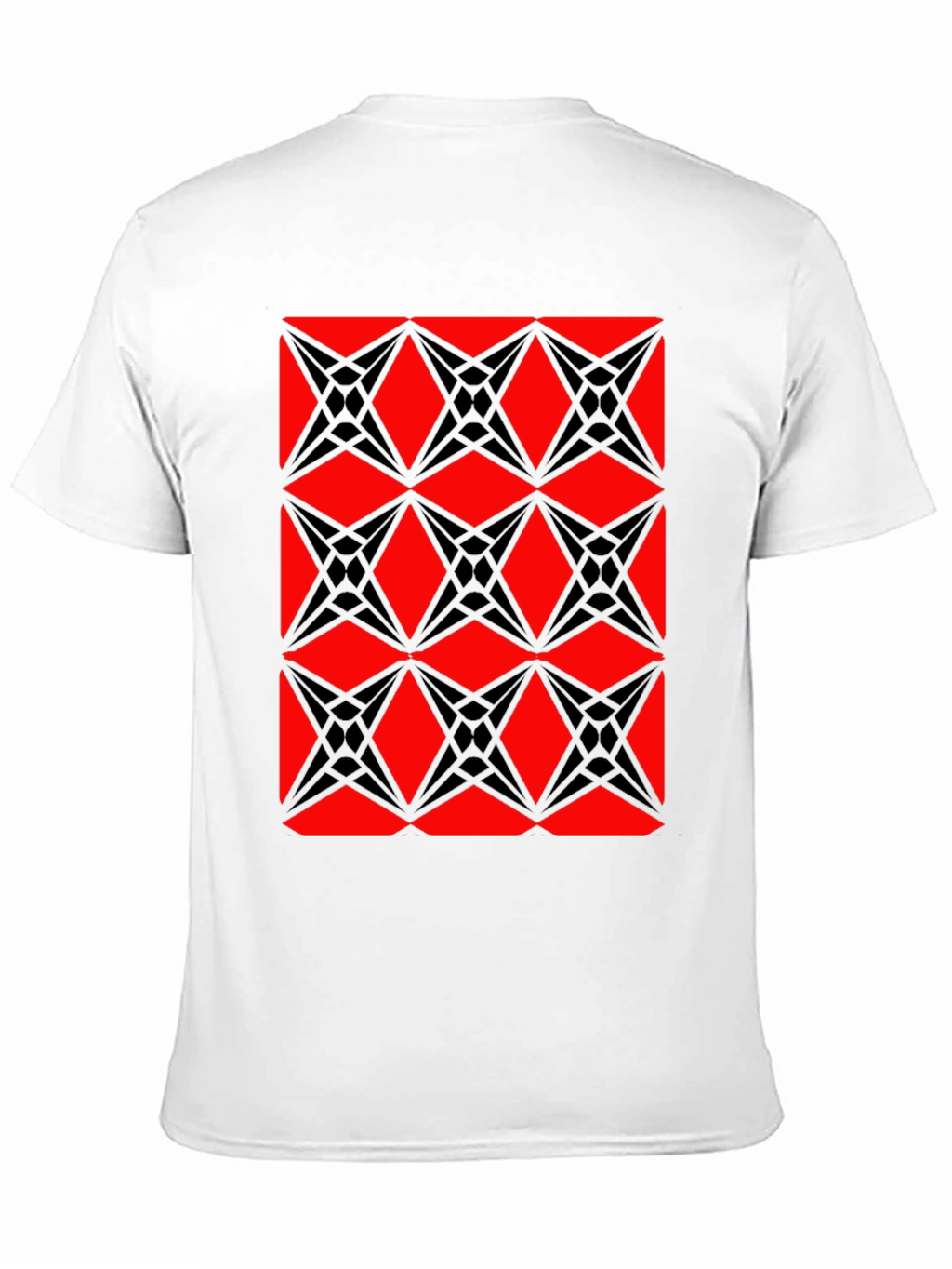 Geometric Starburst Pattern T-Shirt - Red & Black