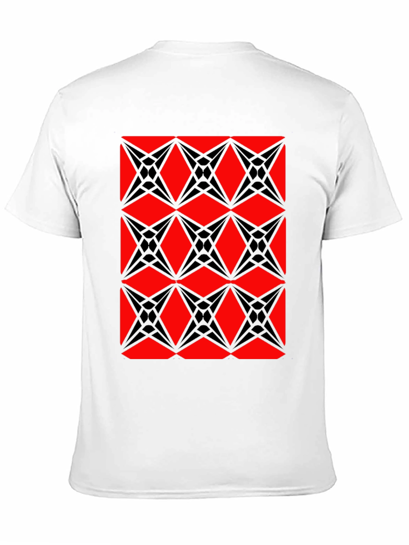 Geometric Starburst Pattern T-Shirt - Red & Black