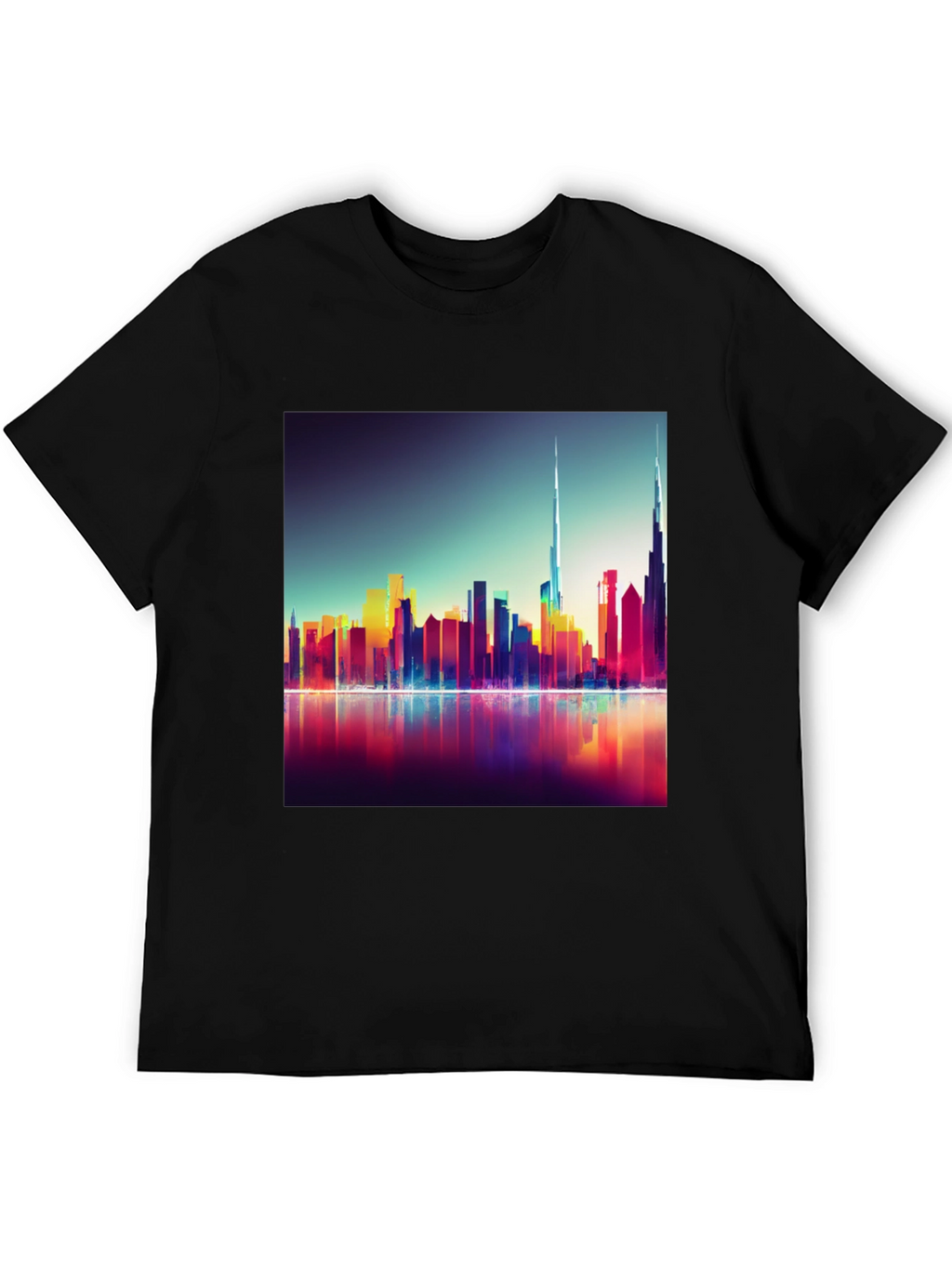 Dubai Skyline Mens Black Graphic Tee
