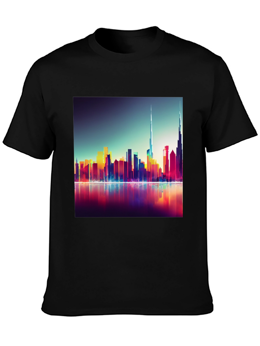 Dubai Skyline Mens Black Graphic Tee