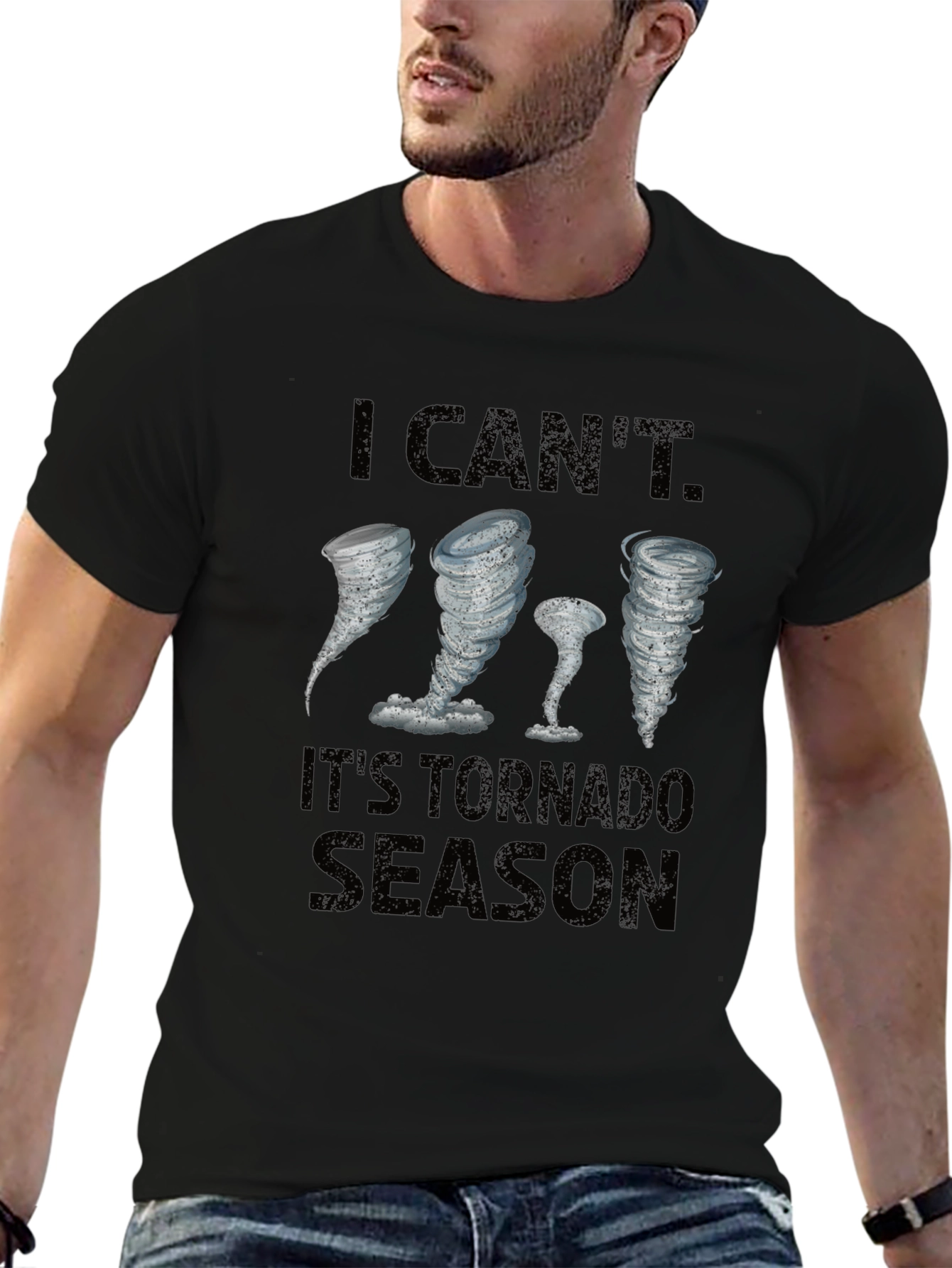 Tornado Season Graphic T-Shirt - Black Cotton Tee