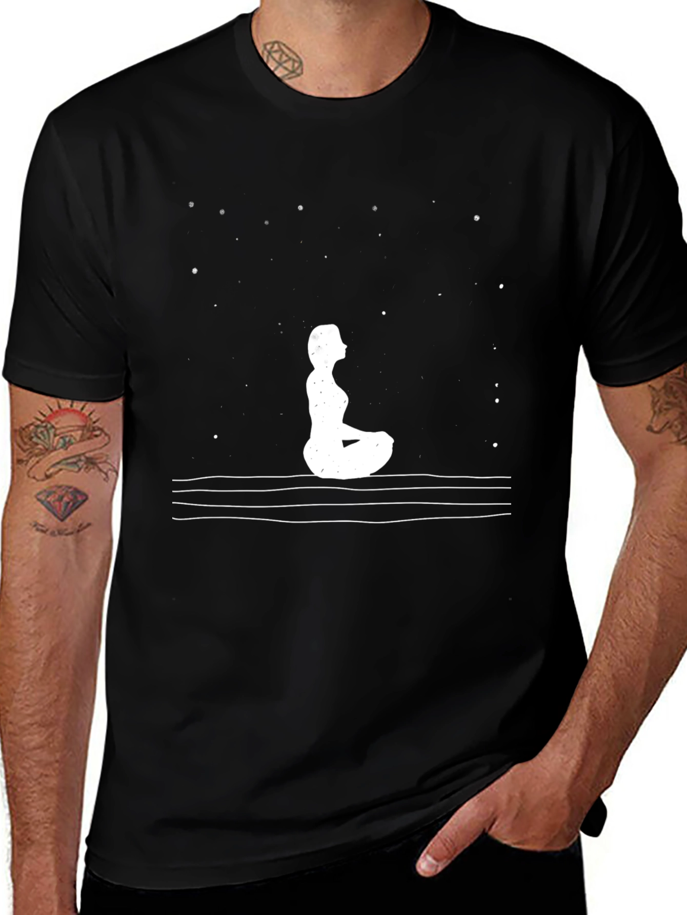 Yoga Meditation T-Shirt - Starry Night Design